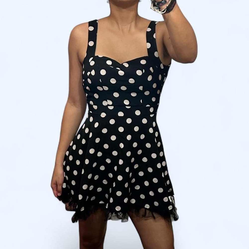 Coquette Black Polka Dot Mini Dress!